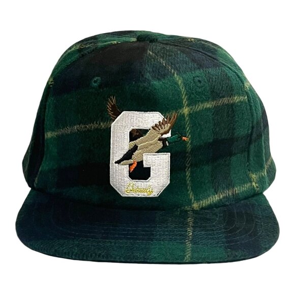 Grizzly Griptape Duck Season Vintage Green Flannel Hat Cap Adjustable Strap NWOT